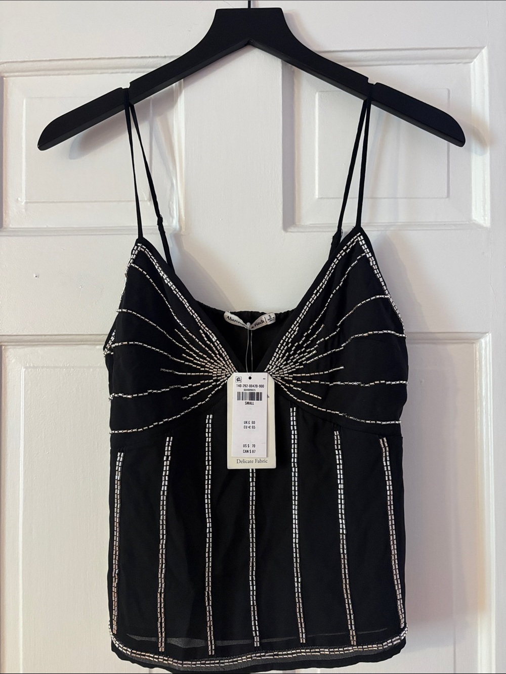 Abercrombie & Fitch Black Beaded Spaghetti-Strap Camisole